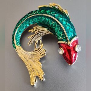 Enamel Koi Fish brooch pin
